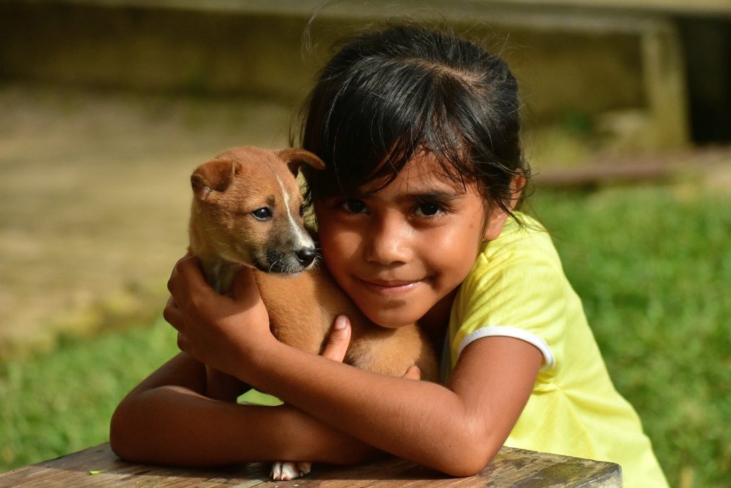 girl and dog